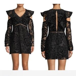 🐈‍⬛ RED CARTER black flocked lace long sleeve dress